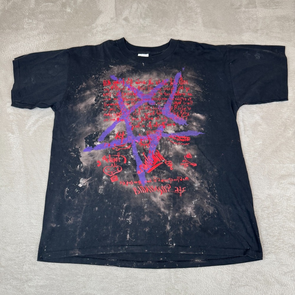 VTG 90s‎ Goth GrungeBand Skull Metal Shirt Mens XL Black Preowned Stain